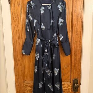 Club Monaco Navy Floral Long Sleeve Dress